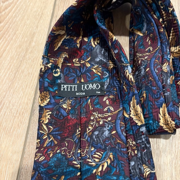 Pitti‎ Uomo Italian Silk Men's Tie 90s Vintage Classic Menswear Retro Monkeys - Picture 4 of 5